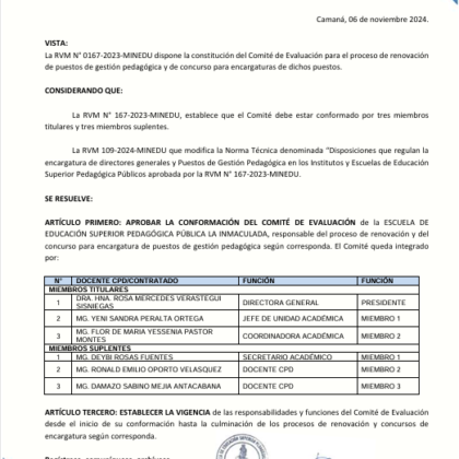 RESOLUCIÓN DIRECTORAL N°070-2024-DG- EESP “LI”